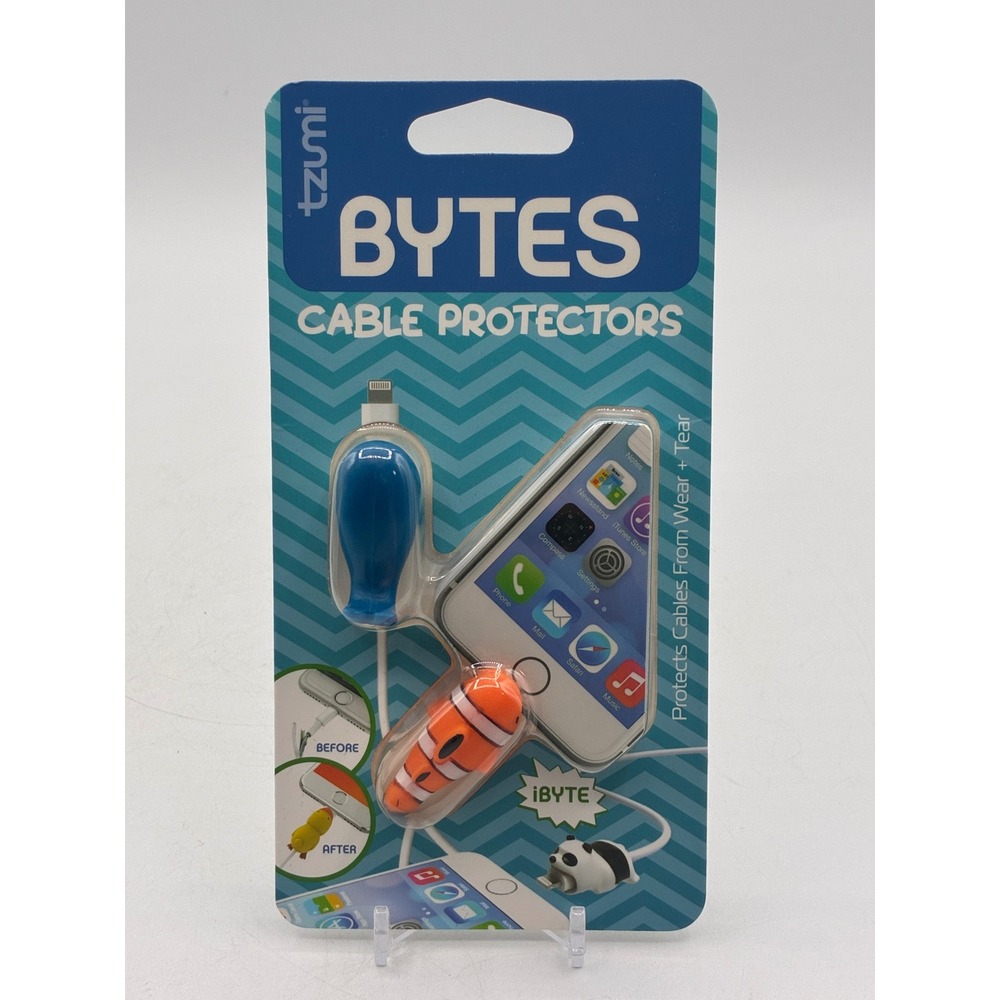 Tzumi Bytes Cable Protectors 2 Pack Whale & Clownfish iByte Item 6079 NEW